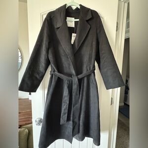 Abercrombie & Fitch | Belted Wool-Blend Coat | Black | Size L | NWT